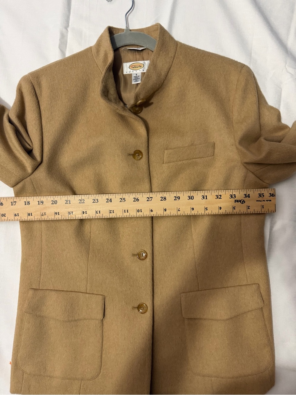 Camel Hair Blazer Made in Italy Stand Collar Jacket Talbots Petites 8 Women VTG - Picture 7 of 12
